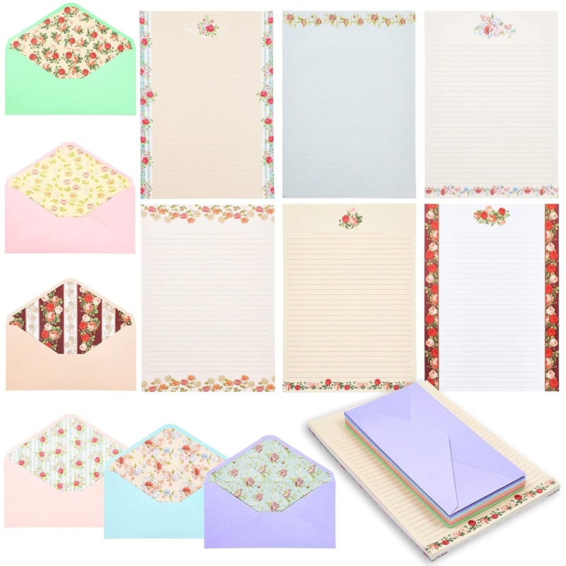 Paper Junkie 60 Sheets Vintage Floral Stationary with 30 Envelopes, Letter Writing Paper for Poems, Thank You Notes, Pen Pal, Scrapbook, Calligraphy (6 Designs, 10.2 x 7.25 In) - Image 1